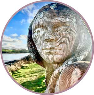 Wooden statue of a mermaid